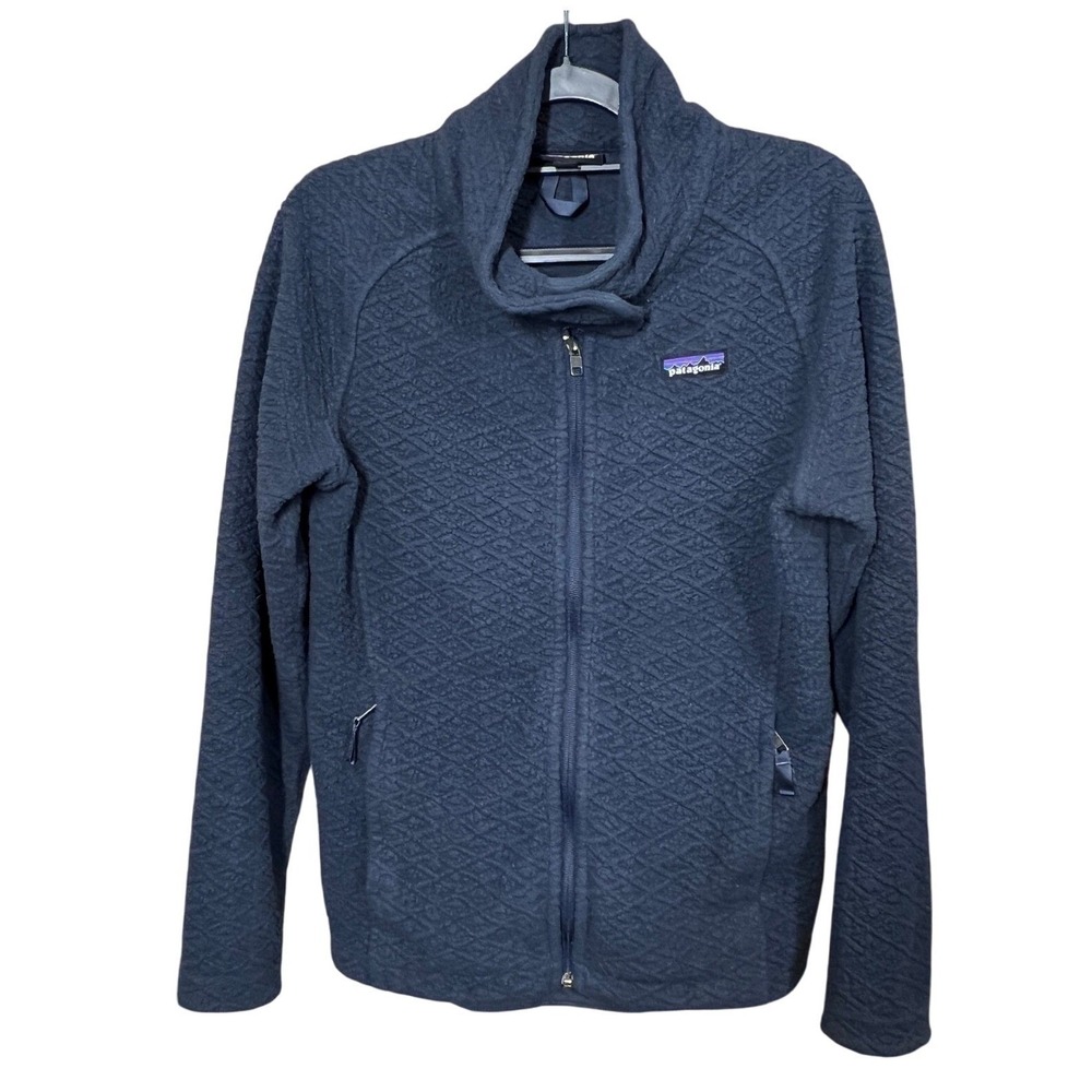 Patagonia Navy Blue Los Gatos Diamond Quilt Full Zip Fleece Jacket Women Size S